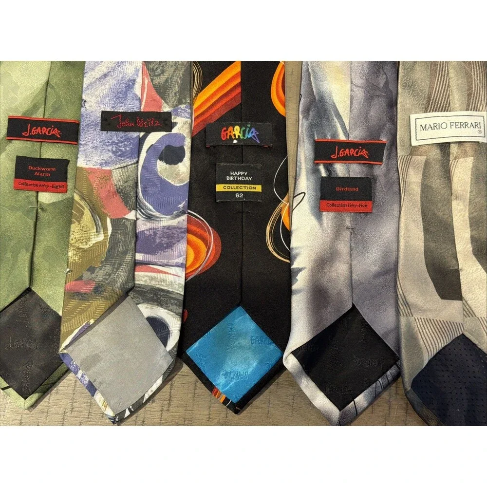 Lot of 5 J. Garcia Silk Ties Jerry Art Abstract Psychedelic Silk Neckties READ